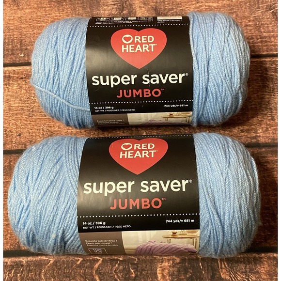 Red Heart Other - Red Heart Super Saver Jumbo Yarn Bluebell 4-Medium 14 oz/744 yards Lot of 2